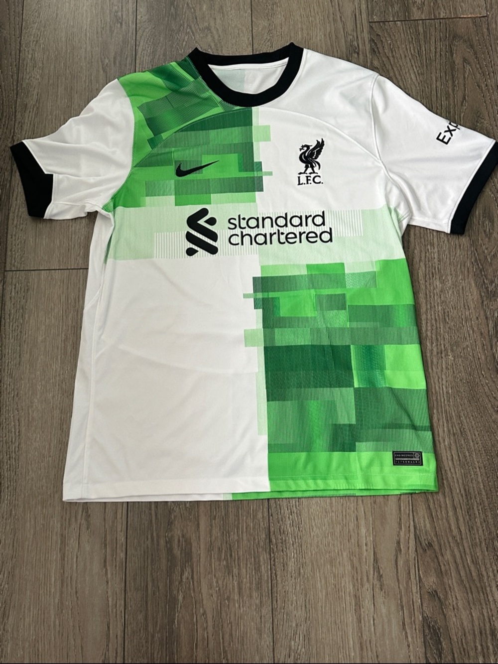 Nike White Football Jersey with Green Pixel Graphic Luis Diaz #7